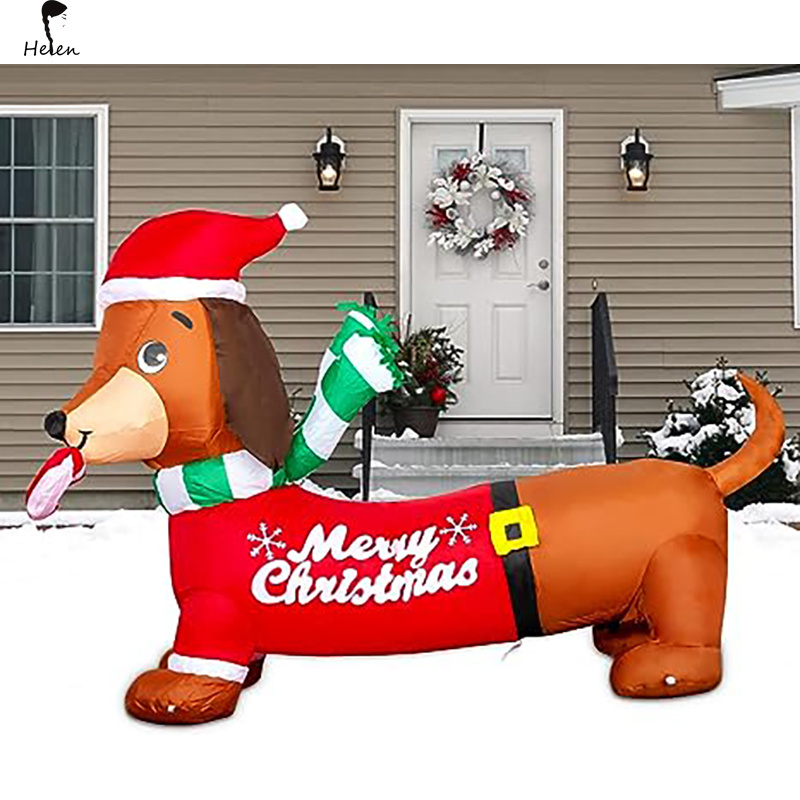 Christmas Inflatables Dachshund Dog, Blow Up Yard Decoration Clearance with LED Lights Built-in for Holiday/Party/Yard/Garden