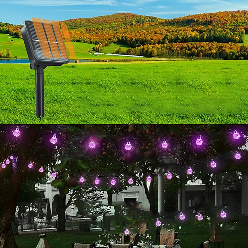 Waterproof outdoor purple crystal light ball string yard camping garden party lawn festive christmas decoration light string