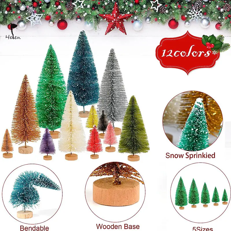 Helen's New Hot Selling Sisal Tree Stained with Cedar Round Oval Tower Christmas Ball Table Top Small Mini Christmas Tree