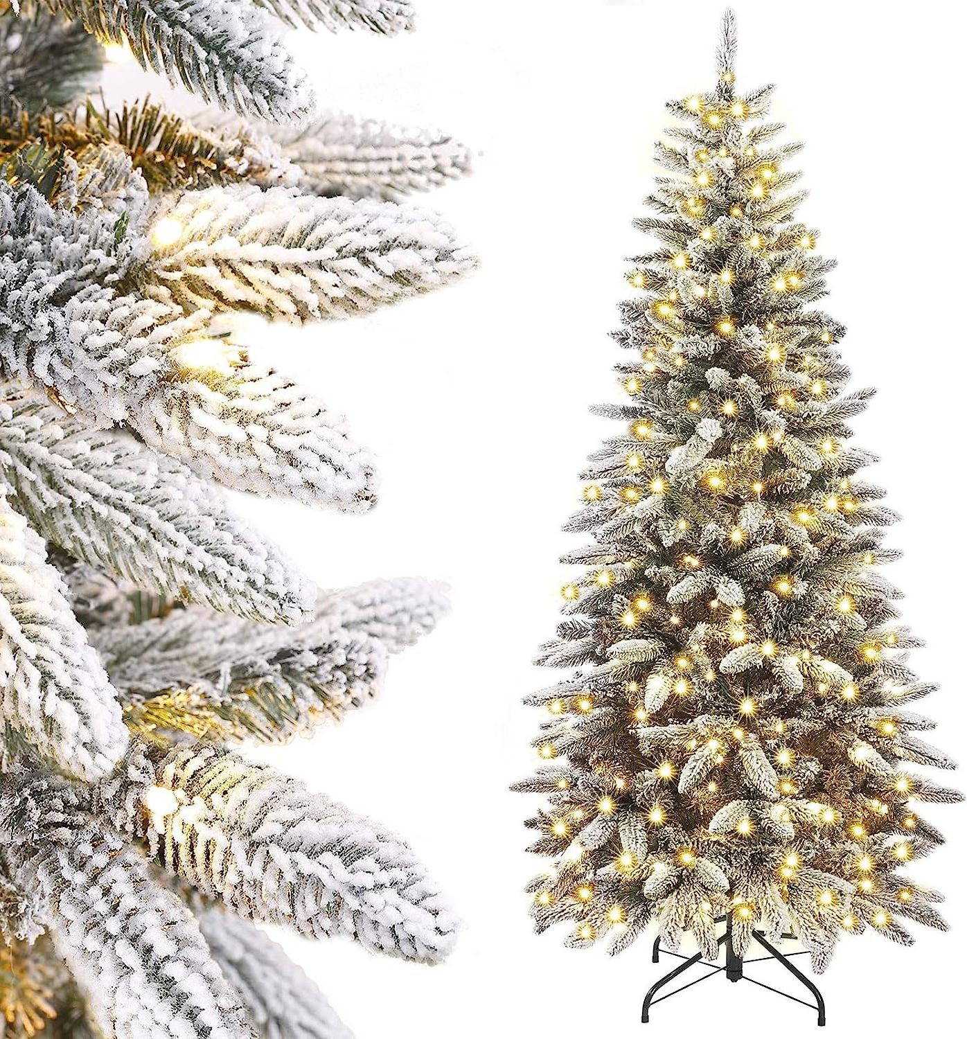 snow cluster artificial Flocking Christmas tree with sturdy metal legs and branches of premium Christmas pine  Helen