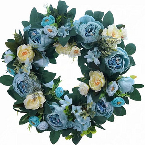 Helen Artificial  Wreaths with Pine Cones Berry Clusters Frosted Branches for Window Indoor Outdoor