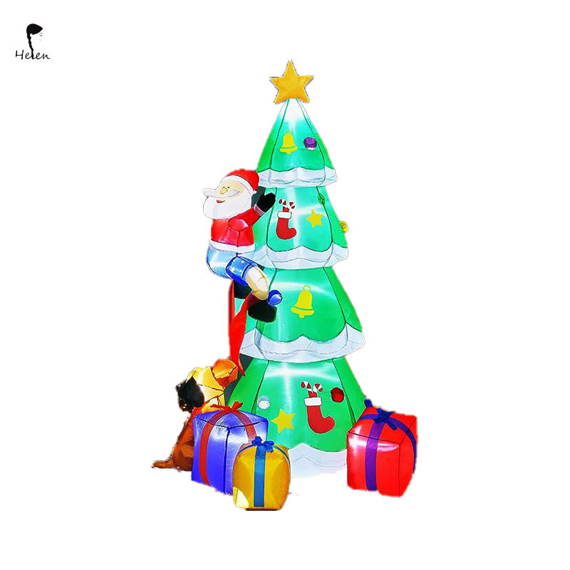 Helen 2023 new product Inflatable Christmas Tree with Santa Claus Gift Boxes Build-in LED Lights Blow up xmax Yard for  Holiday