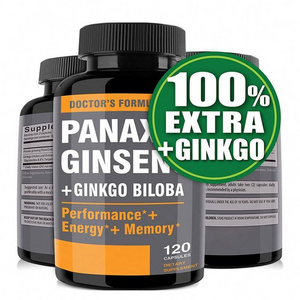 Amazon Hot Selling In Stock Korean Red Panax Ginseng + Ginkgo Biloba Ginseng Root Extract Powder Ginseng Herbal Capsules