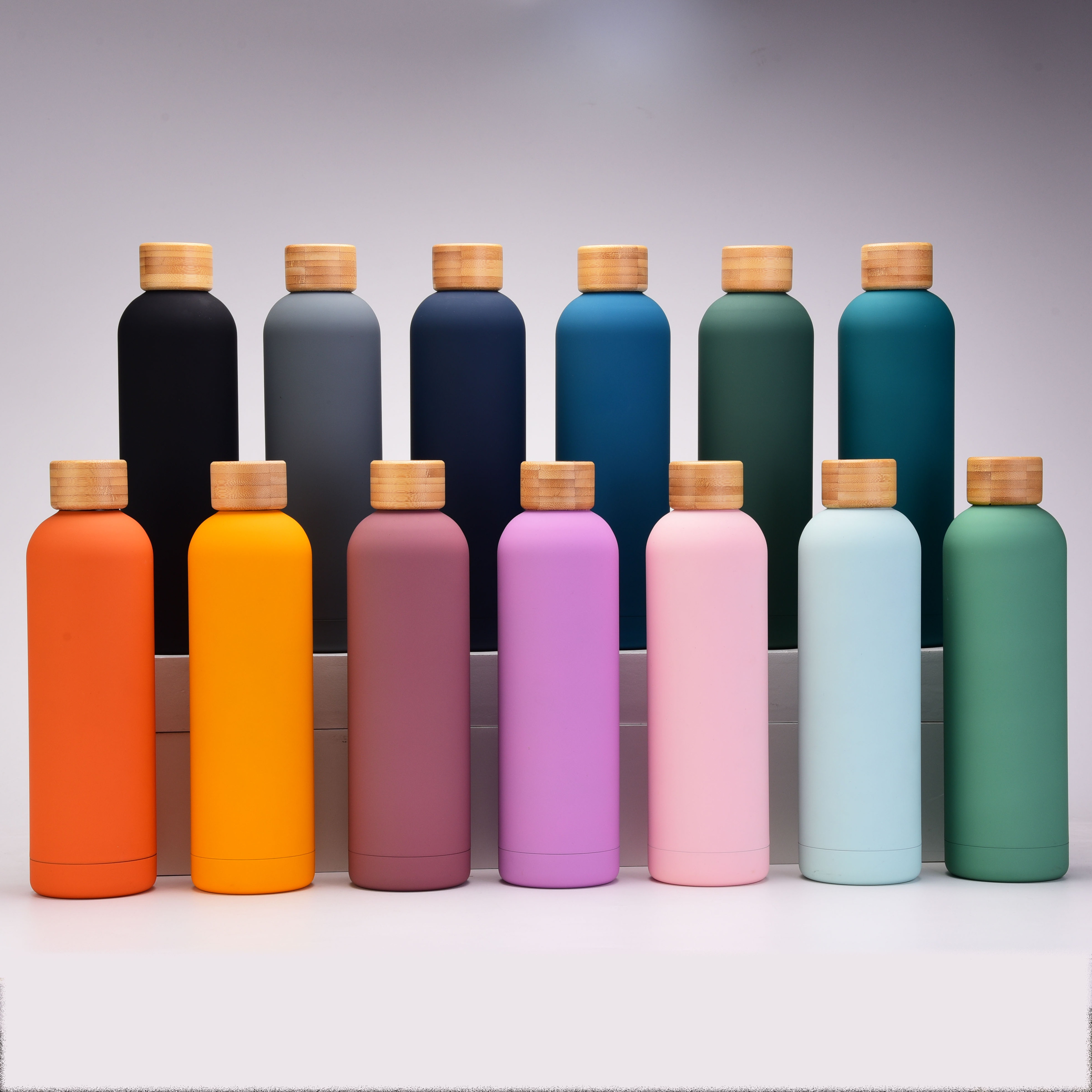 Vacuum Stainless Steel 1000ML Insulated Water Bottle custom logo Matte Pastel black colors  Drinking sports bottle