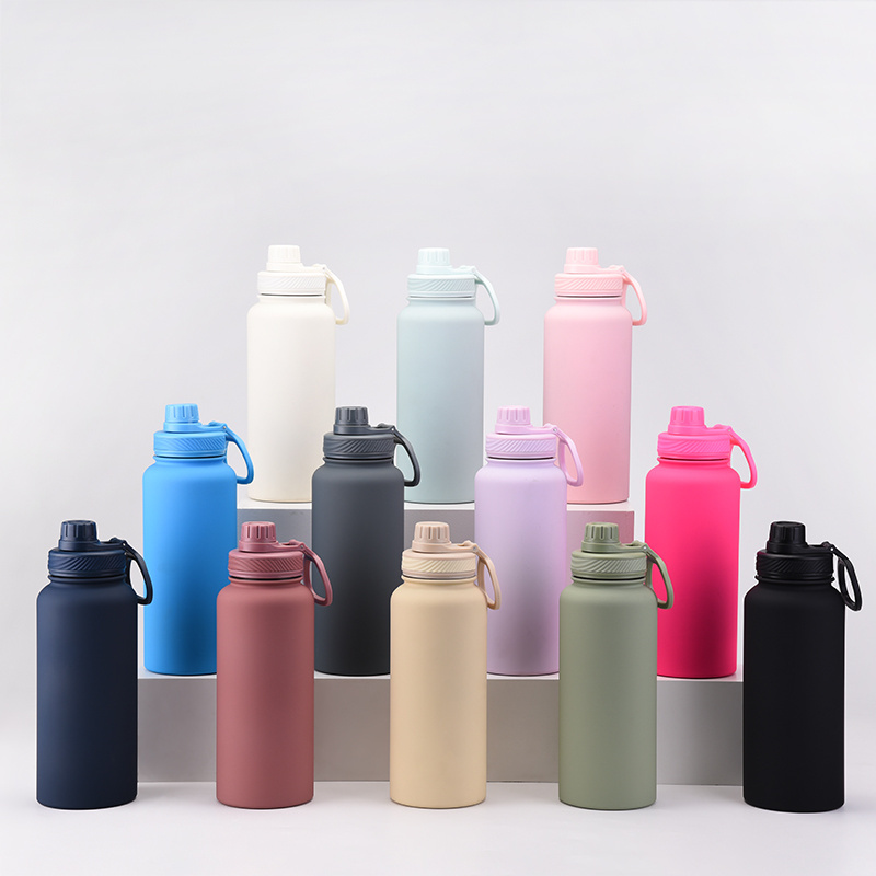 Wide Mouth OEM/ODM GYM Water Bottle 32oz/1L Food Grade Stainless Steel Insulated Water Bottle With Spout Lid