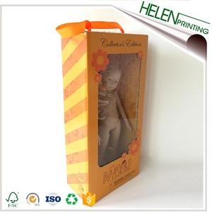 Custom full color printed corrugated cardboard window doll packaging  display box