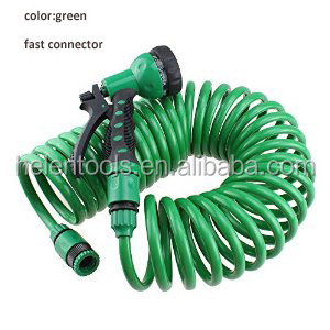 Garden Coil Hose - 15M Long Hose With Spray Polyurethane Curly Spiral Coil EVA recoil Hose