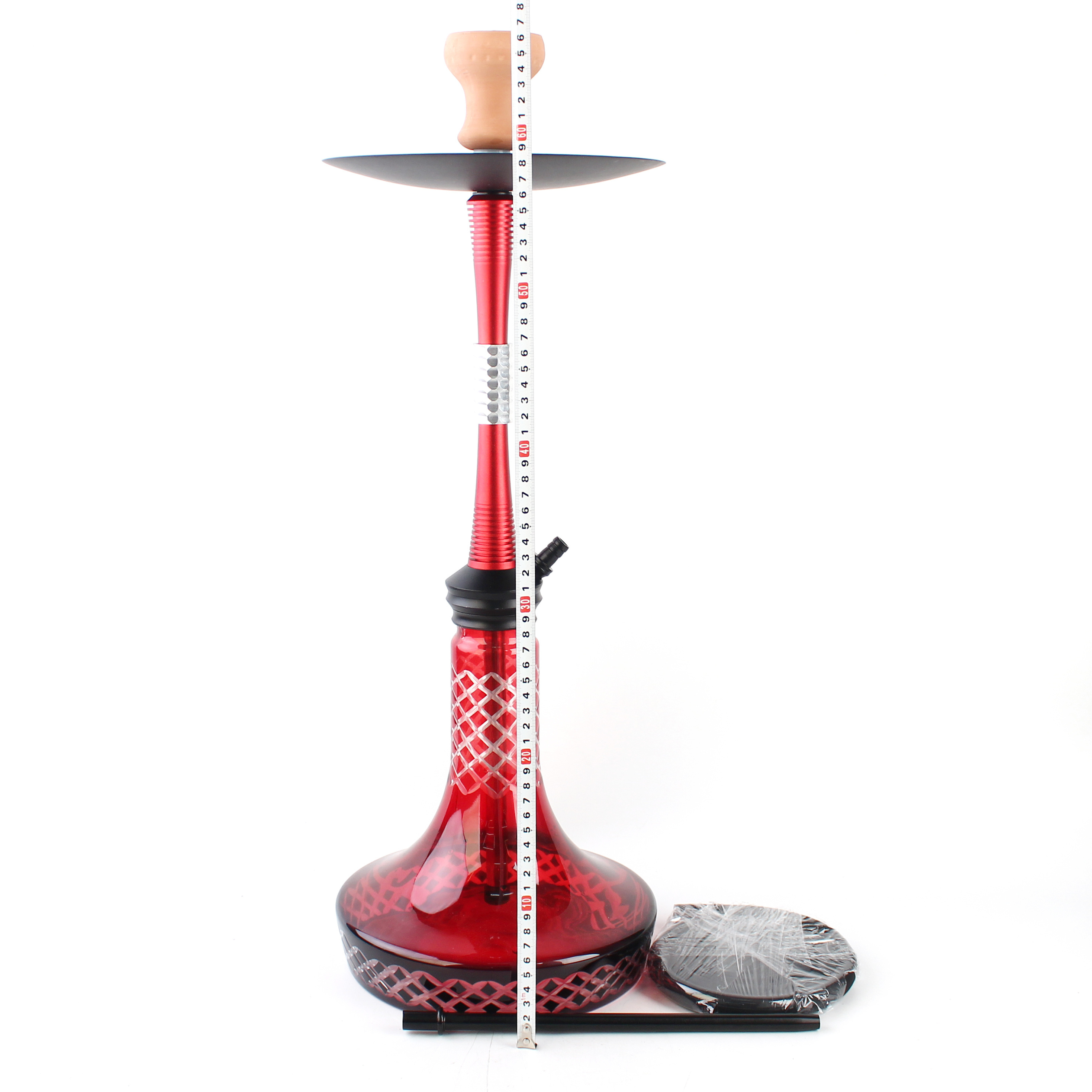 Wholesale Portable Glass Large Red Aluminion Hokah Shisha Water Pipe Smoking