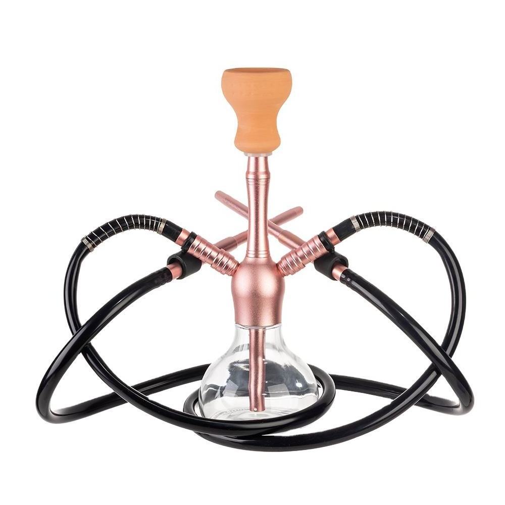 New Arrival Wholesale Good Quality Pink Glass Metal Shisha Hookah Set Bottle Glass Shisha Hookah