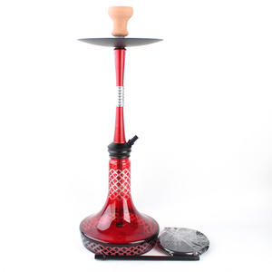 Wholesale Portable Glass Large Red Aluminion Hokah Shisha Water Pipe Smoking