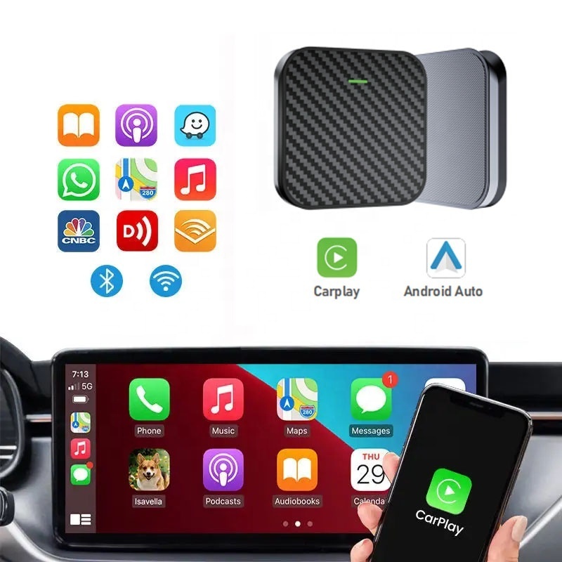 2 in 1 CarPlay Wireless Adapter Android Auto Wireless Dongle Mini Smart Box Wired CarPlay to Wireless CarPlay for iPhone Apple