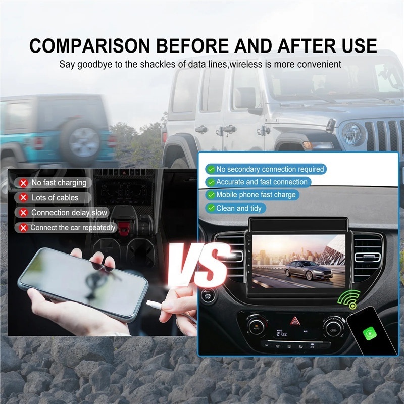 2 in 1 CarPlay Wireless Adapter Android Auto Wireless Dongle Mini Smart Box Wired CarPlay to Wireless CarPlay for iPhone Apple