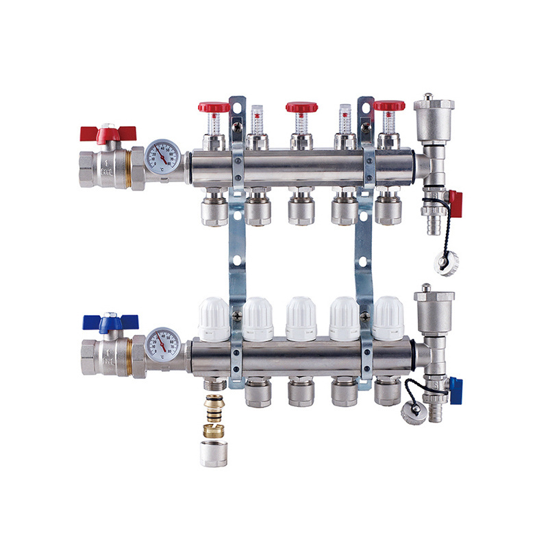 Factory direct wholesale and customizable high-quality brass HVAC underfloor heating manifold with nickel chrome-plated finish