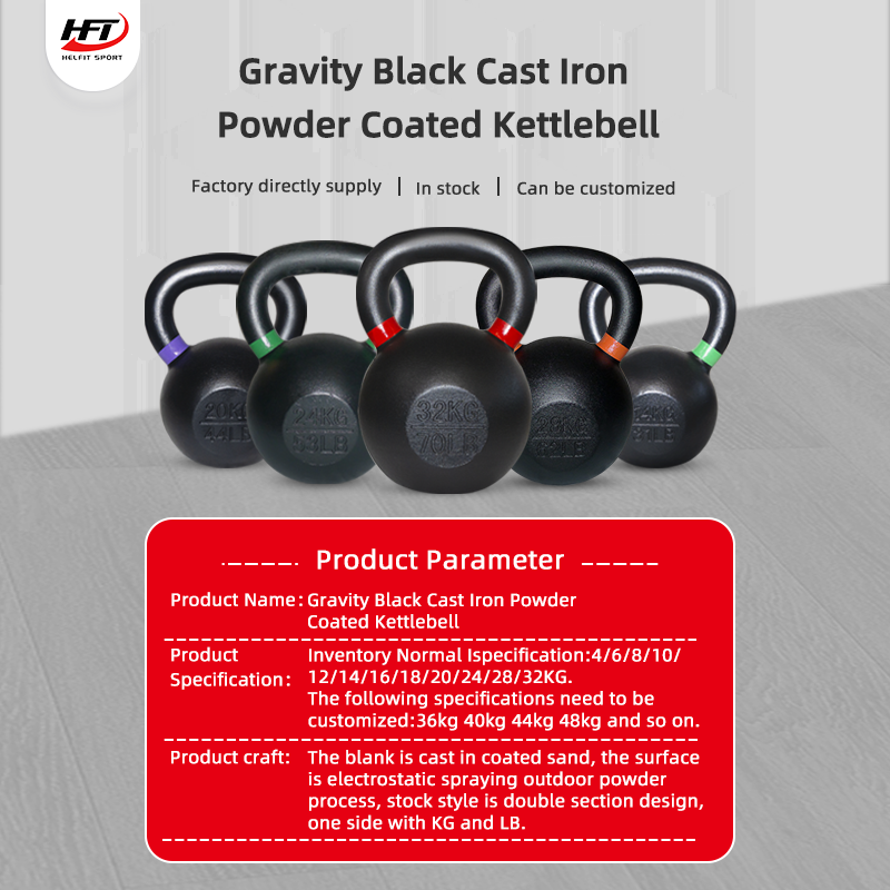 Gym Fitness Free Weight Grip Competition Powder Coated Cast Iron Kettlebell