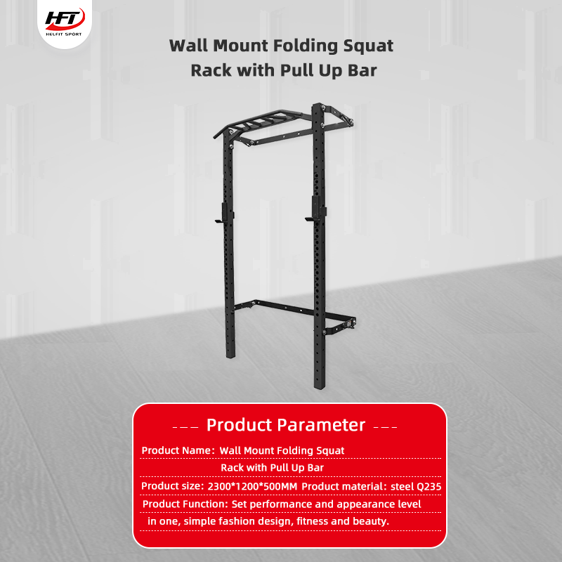 Gym Fitness Equipment Wall folding back wall mount squat rack with Pull Up Bar Space Saving