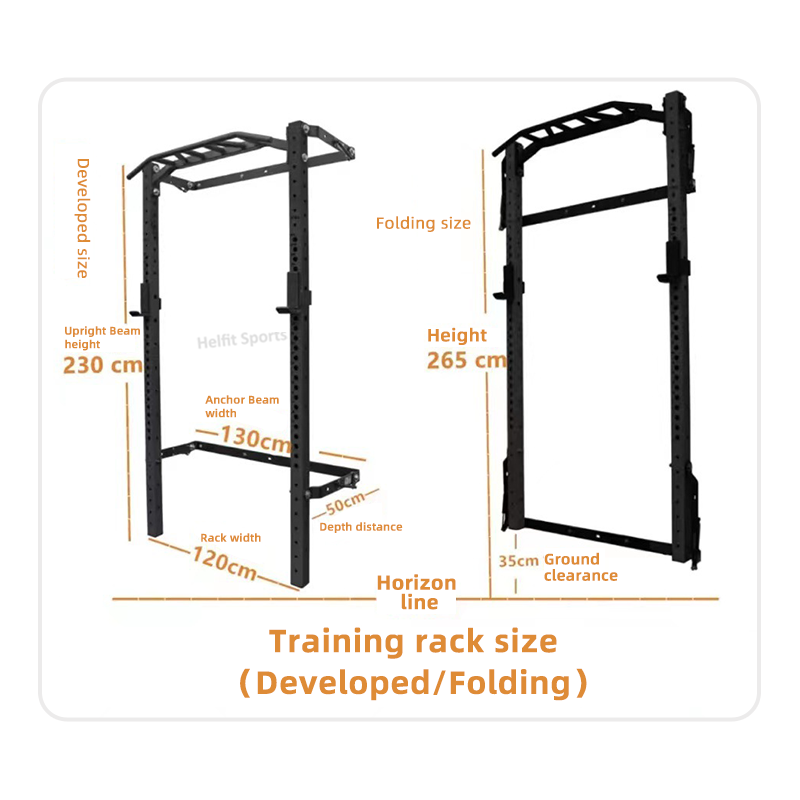 Gym Fitness Equipment Wall folding back wall mount squat rack with Pull Up Bar Space Saving