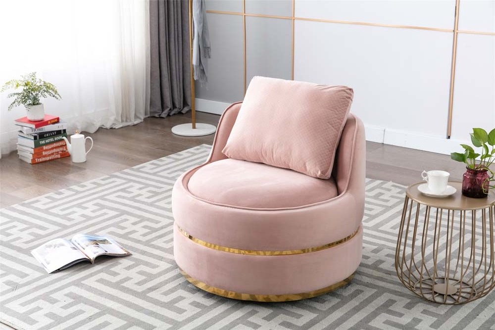 Nordic Luxury Pink Lazy Sofa Swivel Barrel Chair Bean Bag Chair Bedroom Balcony Leisure Living Room Chair Modern Design 1 Set