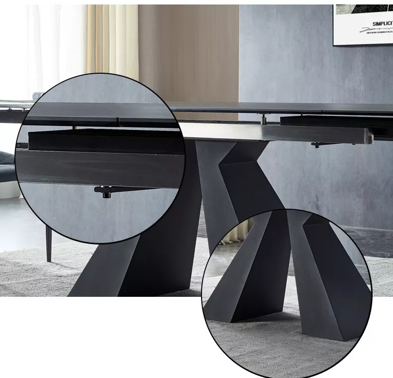 ATUNS Modern Home Living Room Furniture Fold Down Concrete Color Dining Room Table sets stainless steel Dinning Table sets