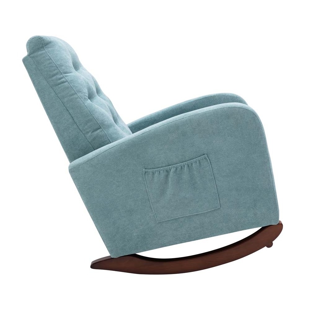 High Back Modern Fabric leisure Padded Seat nursery chair wood rocking chairs for children and baby