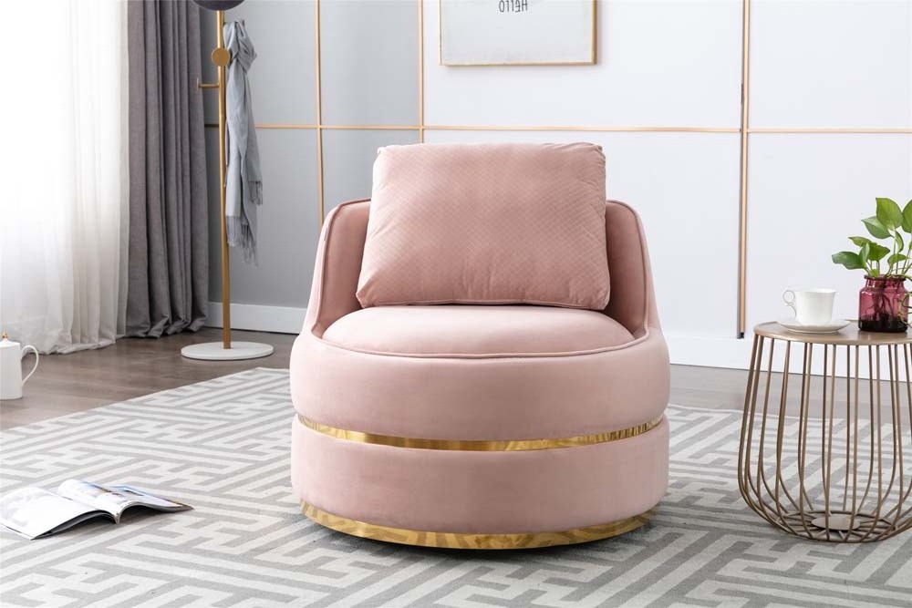 Nordic Luxury Pink Lazy Sofa Swivel Barrel Chair Bean Bag Chair Bedroom Balcony Leisure Living Room Chair Modern Design 1 Set