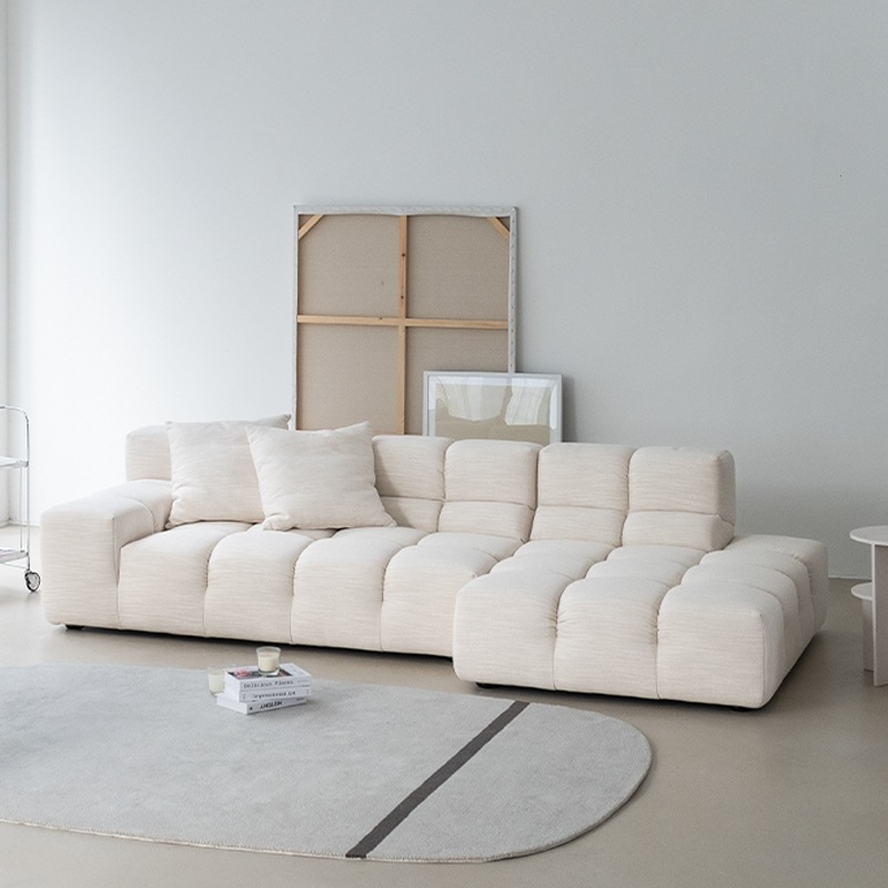 ATUNUS Frosted Velvet Fabric Tufty Time Living Room Nordic Minimalist Modular Sectional Sofa Couch Set