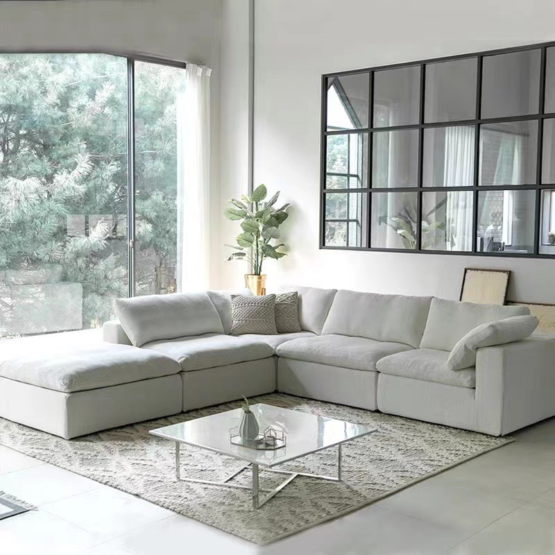 ATUNUS Modular Sectional Sofa Living Room French Furniture Deep Sitting Nordic Modern White Modular Sectional Couch sofa sets