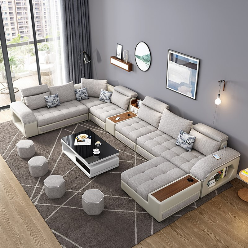 ATUNUS Modern leather sectional modular sofa couch set living room furniture modern design couch luxury u shape sofa