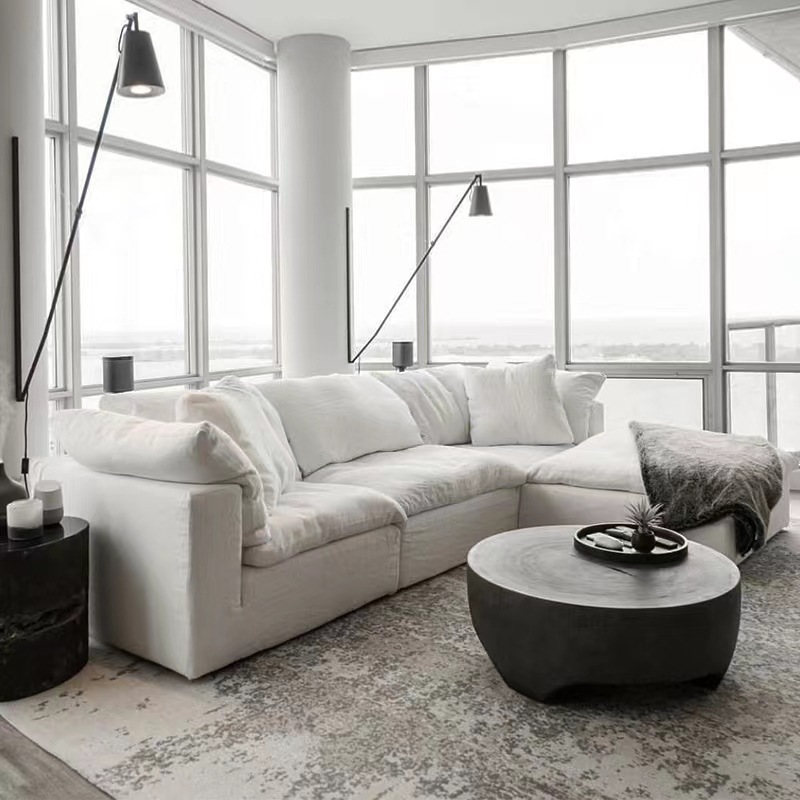 ATUNUS Modular Sectional Sofa Living Room French Furniture Deep Sitting Nordic Modern White Modular Sectional Couch sofa sets