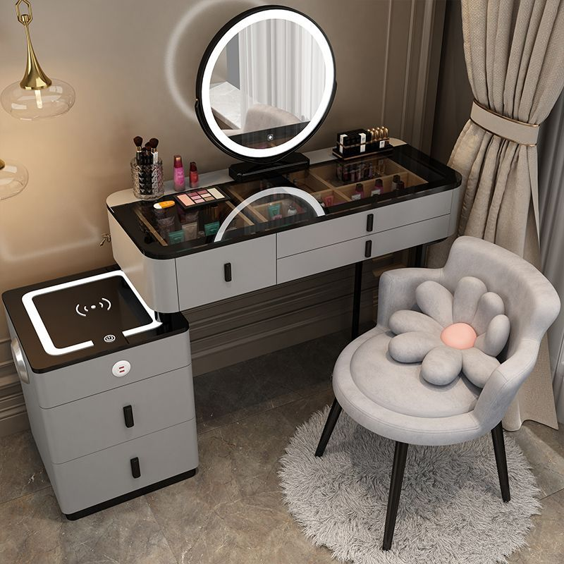 ATUNUS Smart Furniture Modern Simple Multi-functional Princess Dressing Table Side Cabinet Vanity With Mirror Chair Smart Table