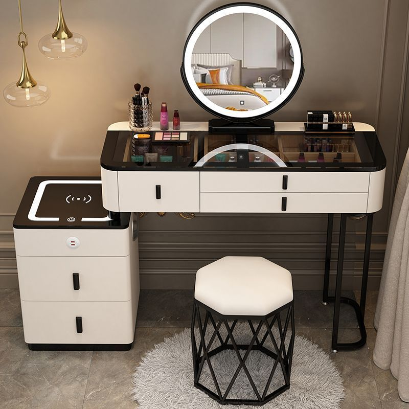 ATUNUS Smart Furniture Modern Simple Multi-functional Princess Dressing Table Side Cabinet Vanity With Mirror Chair Smart Table