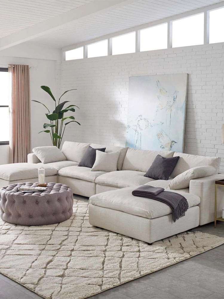 ATUNUS Modular Sectional Sofa Living Room French Furniture Deep Sitting Nordic Modern White Modular Sectional Couch sofa sets