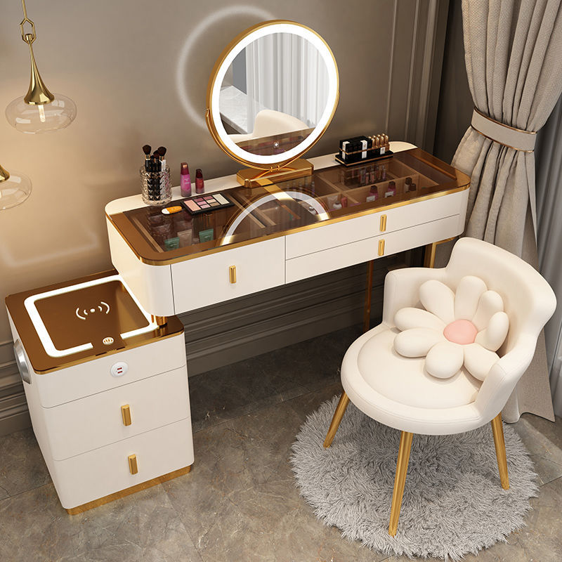 ATUNUS Nordic Smart Dresser Wireless Charging Light Bedroom Makeup Vanities Table Multi-functional Princess Dressing Table