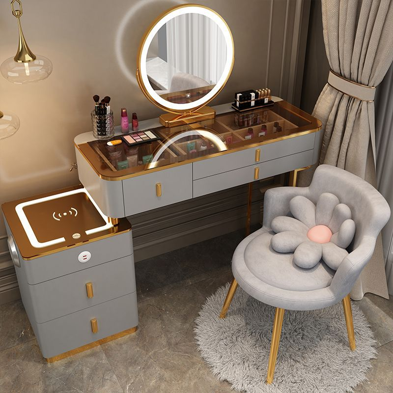 ATUNUS Smart Furniture Modern Simple Multi-functional Princess Dressing Table Side Cabinet Vanity With Mirror Chair Smart Table