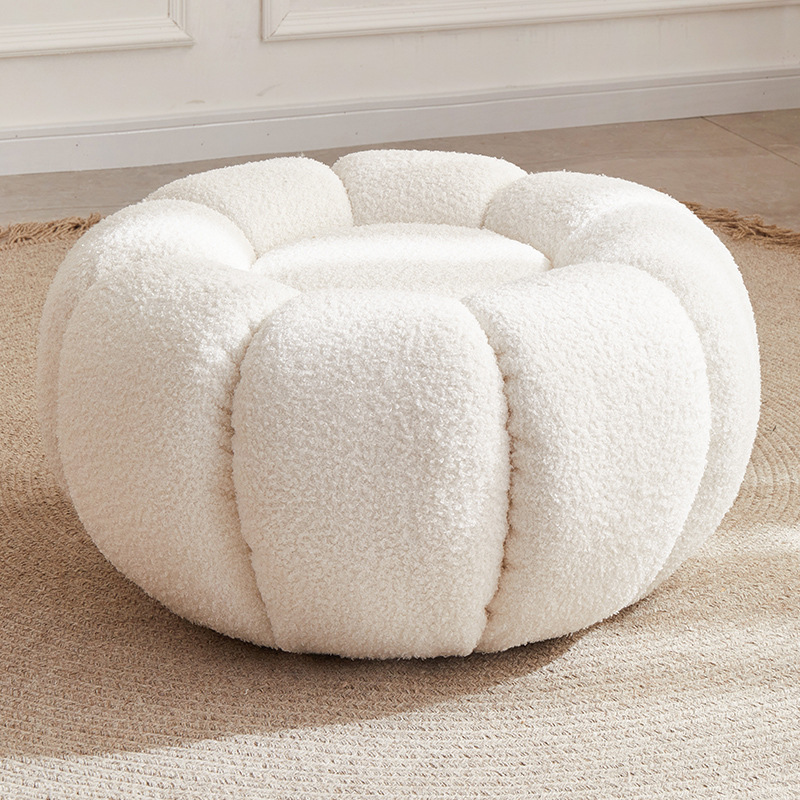 ATUNUS Pumpkin Shape Single Plush Sofa Floor Couch Balcony Leisure Small Sofa Chair Bedroom Study with Pedal Sofa