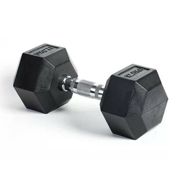 Factory direct sale Hexagon rubber coated dumbbell kg/lbs weight lifting Push-up stand hex rubber dumbbell for Body Fitness