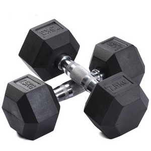 High Quality Wholesale Custom black rubber hexagonal dumbbells gym use 10 kg 40kg 50kg hex dumbbell set for sale