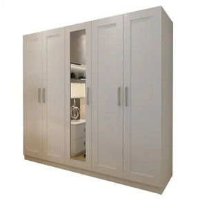 Bedroom furniture Antique style White lacquer Solid wood Wardrobe with mirror in China