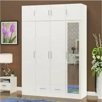 Bedroom furniture Antique style White lacquer Solid wood Wardrobe with mirror in China