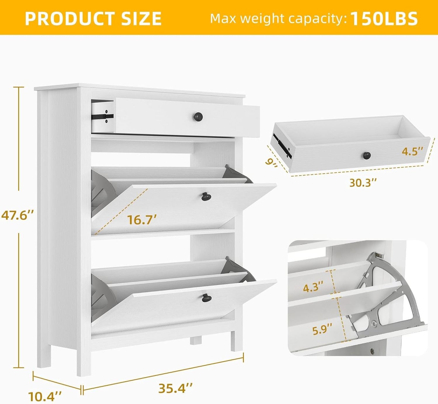 Slim Shoe Cabinet with Drawer Adjustable Large Shoe Rack Free Standing Shoe Cabinet wooden for Entryway