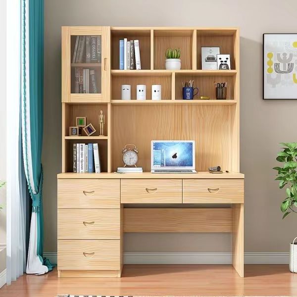 Study Table with Bookshelf Open Wooden Cabinet Bookcase Kids Storage Organizer Bookshelves for Bedroom Living Room