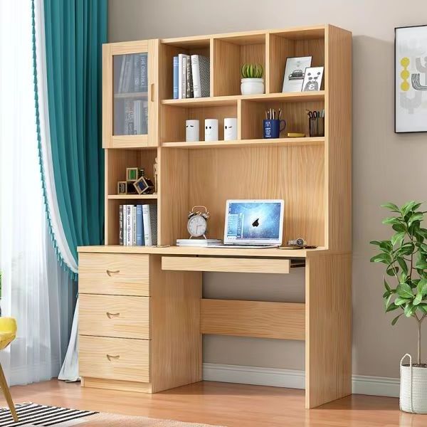 Study Table with Bookshelf Open Wooden Cabinet Bookcase Kids Storage Organizer Bookshelves for Bedroom Living Room