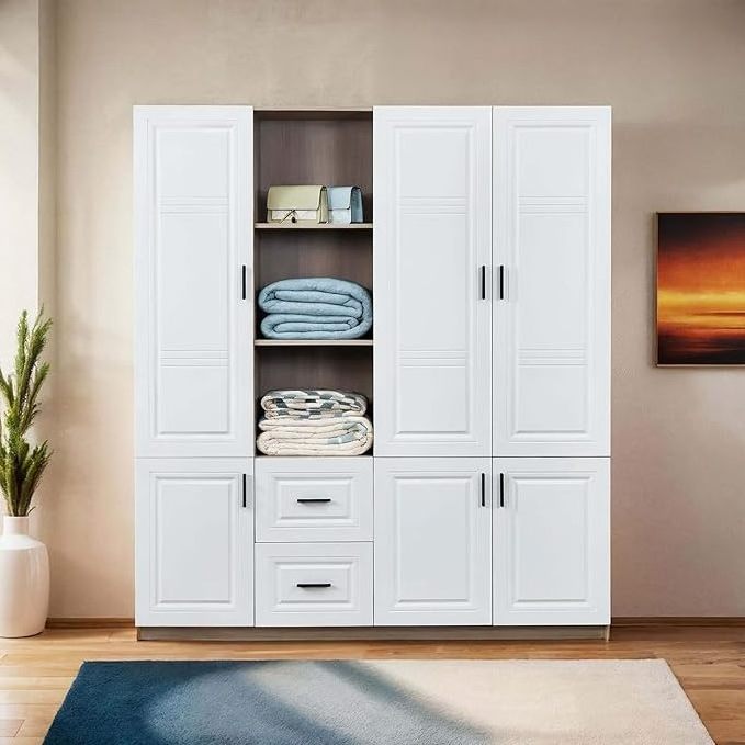 Closet four-door closet bedroom furniture bedroom wardrobe minimalist style solid wood closet