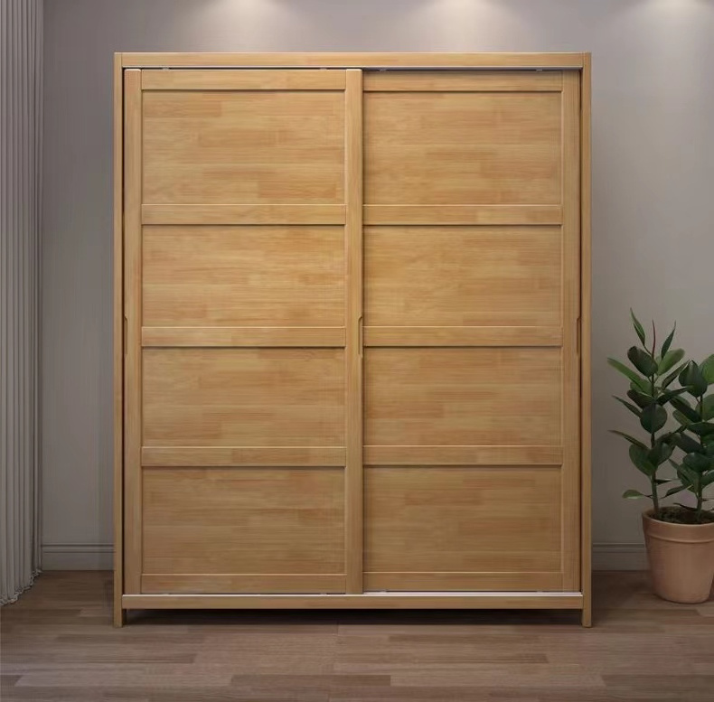 Nordic Solid Wood Sliding Door Wardrobe Portable Wardrobe Clothes Storage Bedroom Furniture Custom  Wardrobes with Shelves