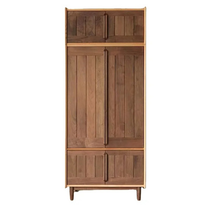 Scandinavian Simple Black Walnut Solid Wood Wardrobe Bedroom Original Wood New Chinese Wardrobe