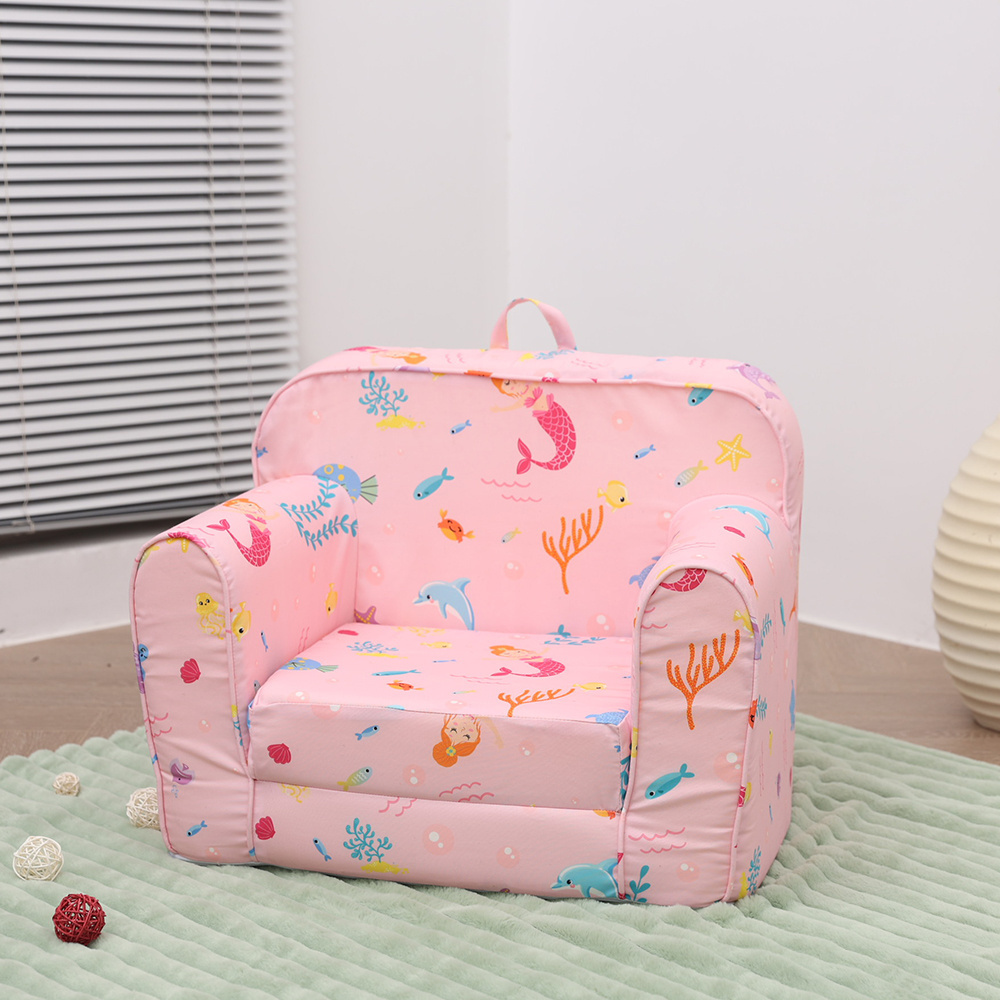 Factory supply wholesale printed canvas cozy convertible lounge chair for kids Custom wholesale kids foam sofa foam sofa sack