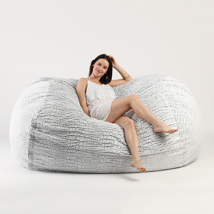 Armchair Stone Fur Foam Filling Faux Fur Comfortable Bean Bag Chair Cover giant bean bag bed memory foam big beanbag cozy