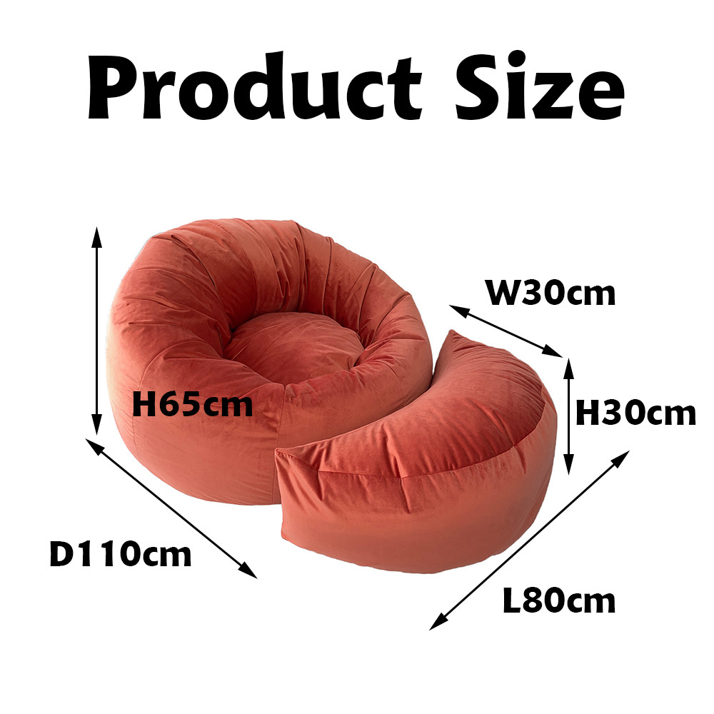 Beanbag Living Room High Quality lazy sofa Color Large Bowl Shape beanbag chair With Footstool Custom wholesale bean bag lounger