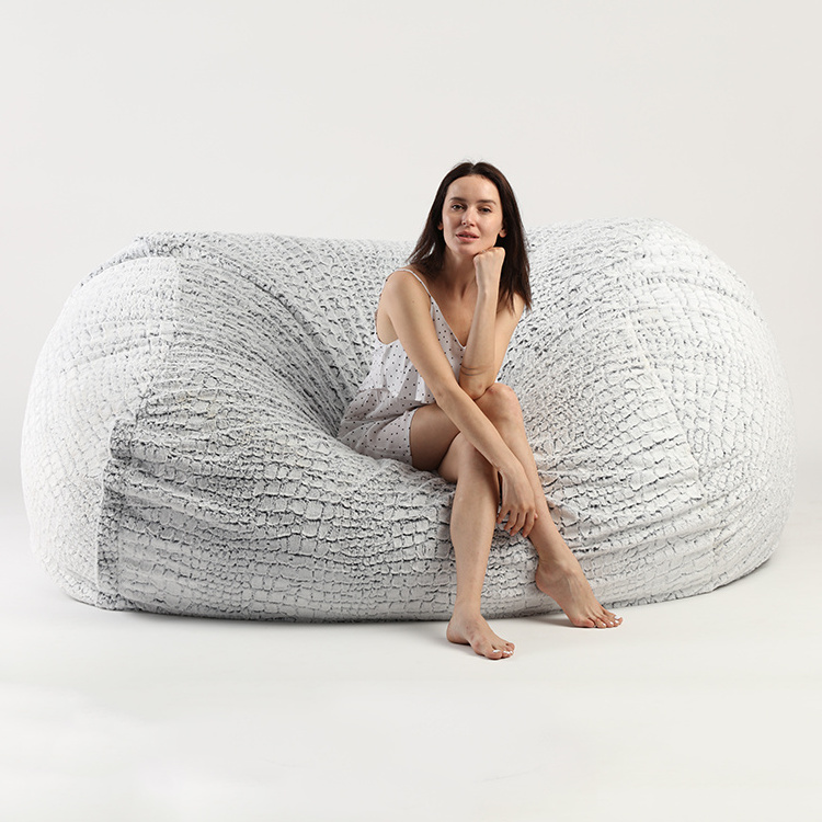 Armchair Stone Fur Foam Filling Faux Fur Comfortable Bean Bag Chair Cover giant bean bag bed memory foam big beanbag cozy