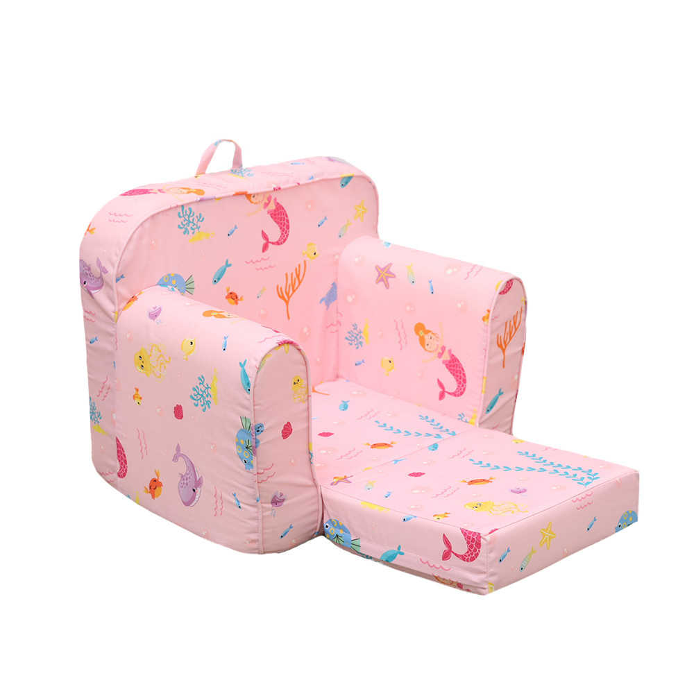 Factory supply wholesale printed canvas cozy convertible lounge chair for kids Custom wholesale kids foam sofa foam sofa sack