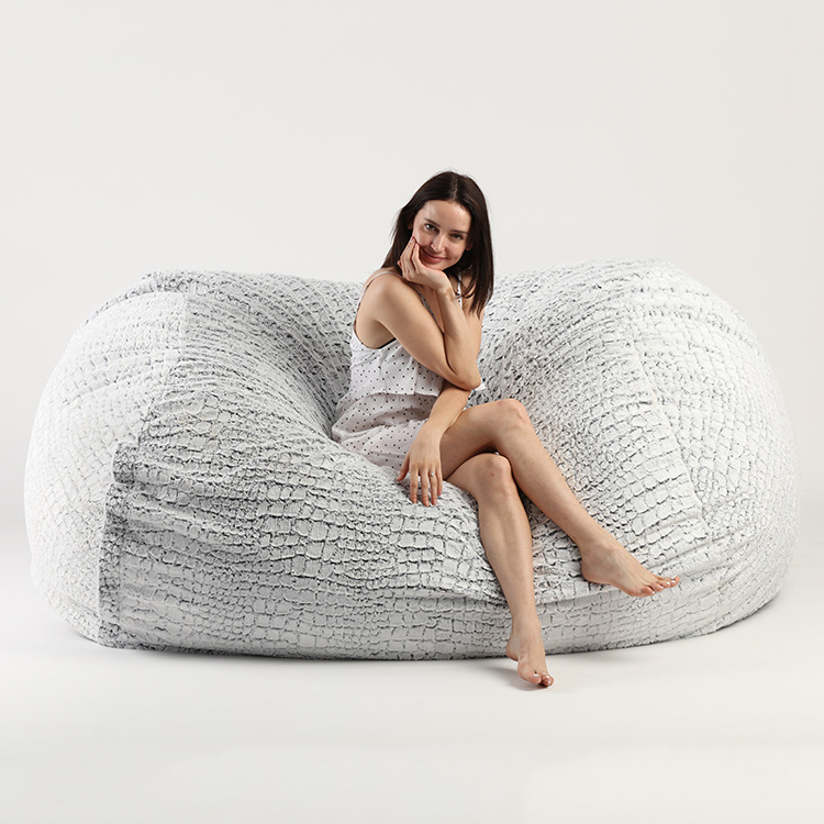 Armchair Stone Fur Foam Filling Faux Fur Comfortable Bean Bag Chair Cover giant bean bag bed memory foam big beanbag cozy